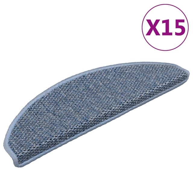 vidaXL Treppenmatten Selbstklebend Sisal-Optik 15 Stk. 65x21x4 cm Blau