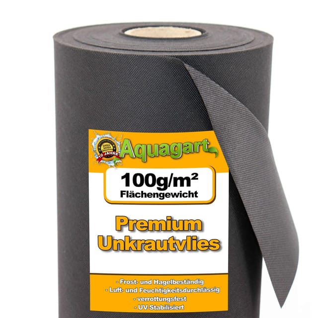 Aquagart 98m² Gartenvlies Unkrautvlies Mulchvlies 100g 1,4m Breit