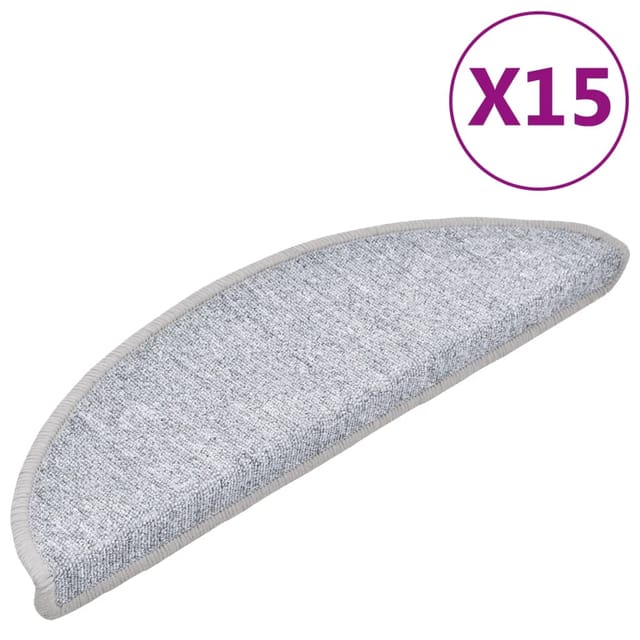 vidaXL 15 Stk. Treppenmatten Hellgrau 56 x 17 x 3 cm