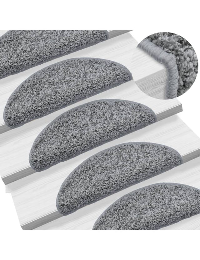 vidaXL Treppenmatten 15 Stk. 56x17x3 cm Grau
