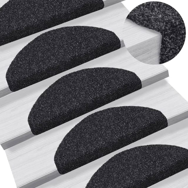 vidaXL Treppenmatten Selbstklebend 5 Stk. Schwarz 65x21x4cm Nadelvlies