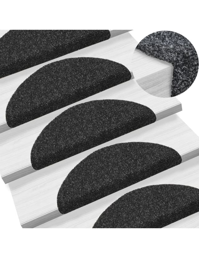 vidaXL Selbstklebende Treppenmatten 10 Stk. Schwarz 56x17x3 cm