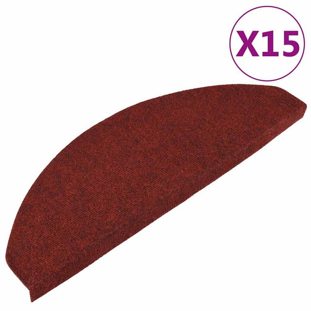 vidaXL Stufenmatten Selbstklebend 15 Stk. 65x22,5x3,5 cm Rot
