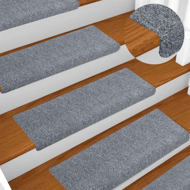 vidaXL Treppenmatten 10 Stk. Hellgrau 65x21x4 cm Nadelvlies