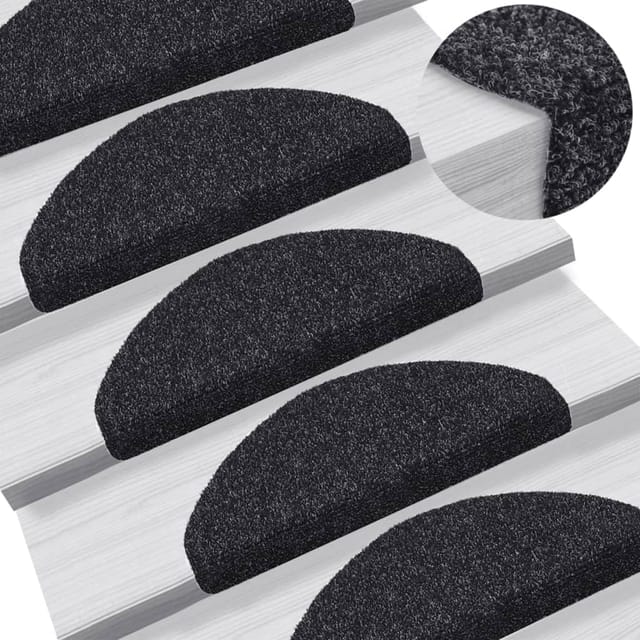 vidaXL Treppenmatten Selbstklebend 10 Stk. Schwarz 65x21x4cm