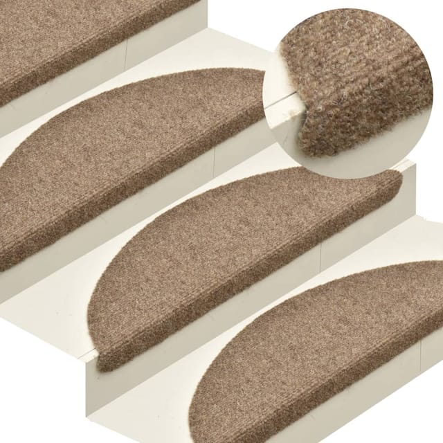 vidaXL Treppenmatten Selbstklebend 15 Stk. Creme 65x21x4cm Nadelvlies