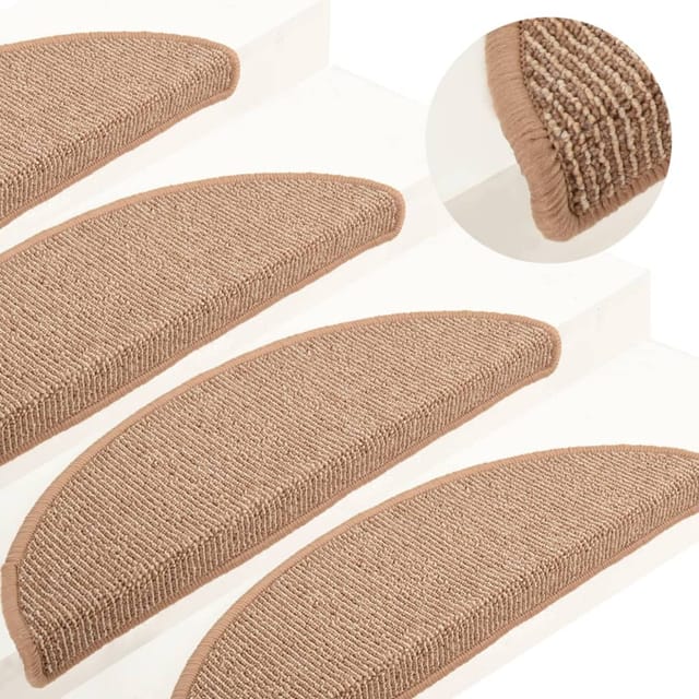 VidaXL Treppenmatten 15 Stk. Hellbraun 65x21x4 cm