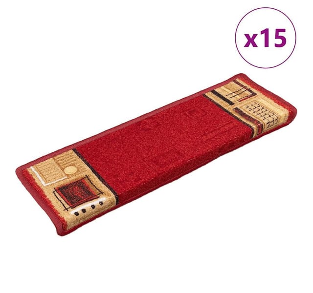 vidaXL Treppenmatten Selbstklebend 15 Stk. 65x21x4 cm Rot