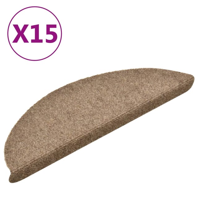 vidaXL Treppenmatten Selbstklebend 15 Stk. Creme 56x17x3cm Nadelvlies
