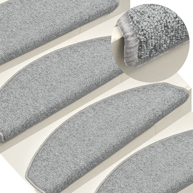 vidaXL Treppenmatten 15 Stk. Hellgrau 65x24x4 cm