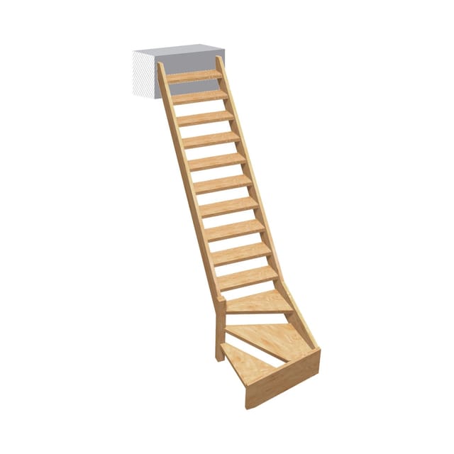 Kordo Treppe 1/4 Gewendelt Links Fichte Normandie