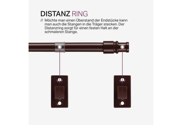 Bestlivings Cafehausstangen Braun 50 bis 75 cm & Klemmträger
