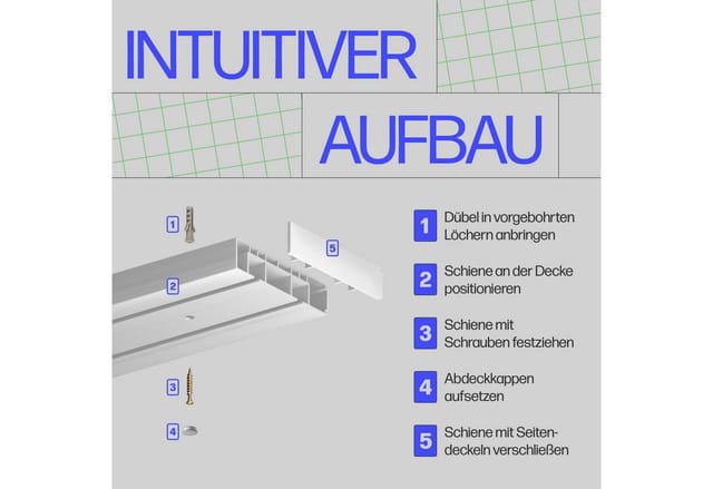 Bestlivings 90 cm Innenlaufschiene 2 Läufig & 2er Set Rundbogen