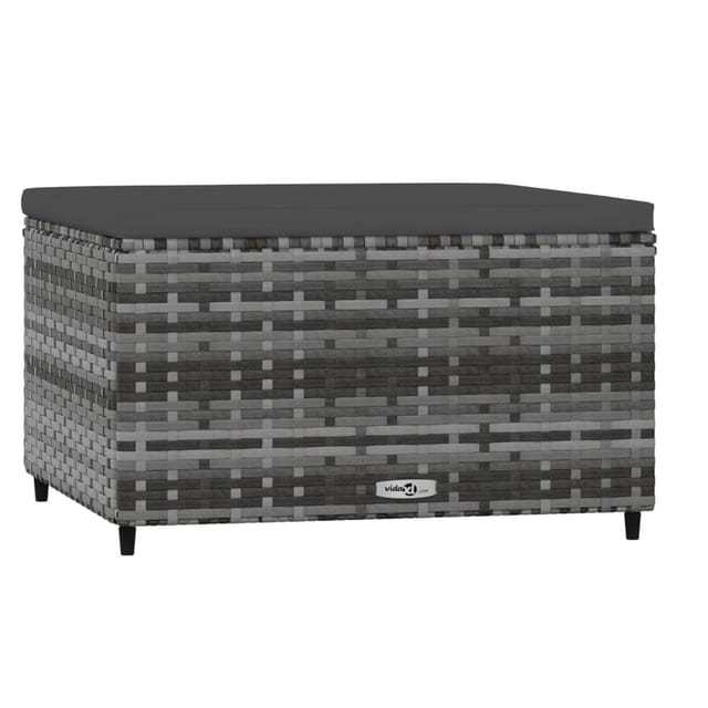 vidaXL Gartenhocker mit Kissen Grau Poly Rattan 1