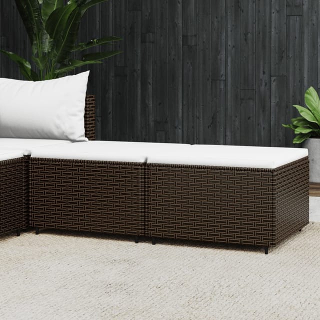 vidaXL Gartenhocker mit Kissen 2 Stk. Braun Poly Rattan 2