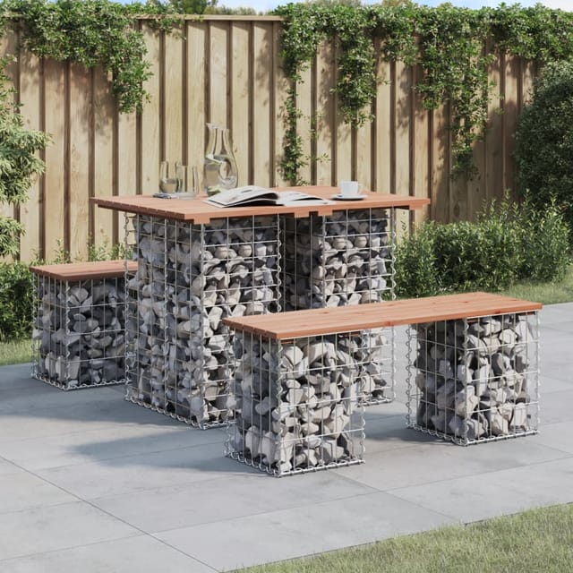 vidaXL Gartenbank aus Gabionen Massivholz Douglasie 100x70x72 cm