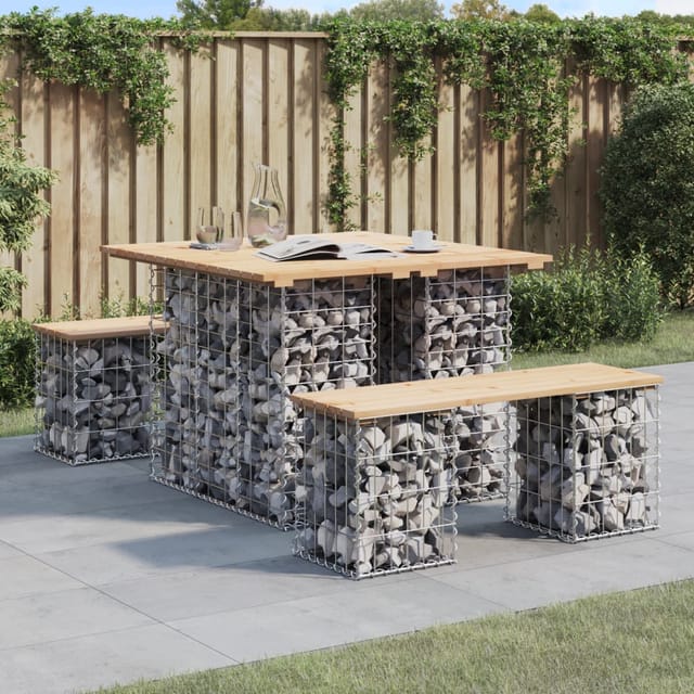vidaXL Gartenbank aus Gabionen Massivholz Kiefer 100x102x72 cm