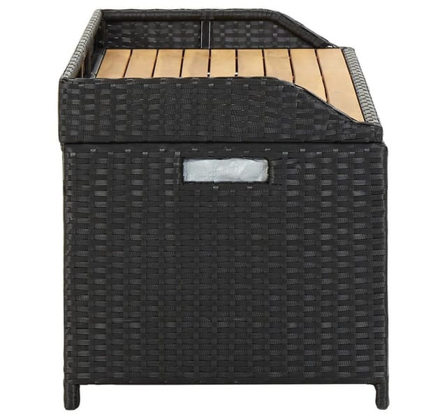 vidaXL Sitzbank mit Stauraum 120 cm Poly Rattan Schwarz
