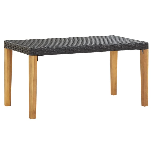 Vidaxl - Gartenbank 120 Cm Schwarz Poly Rattan Und Massivholz Akazie