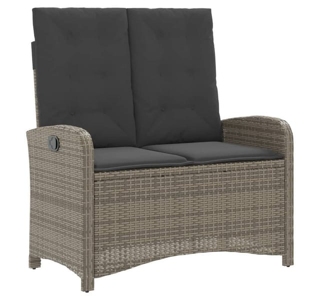 vidaXL Gartenbank Verstellbar mit Kissen Grau Poly Rattan 105 x 59 x 93 cm