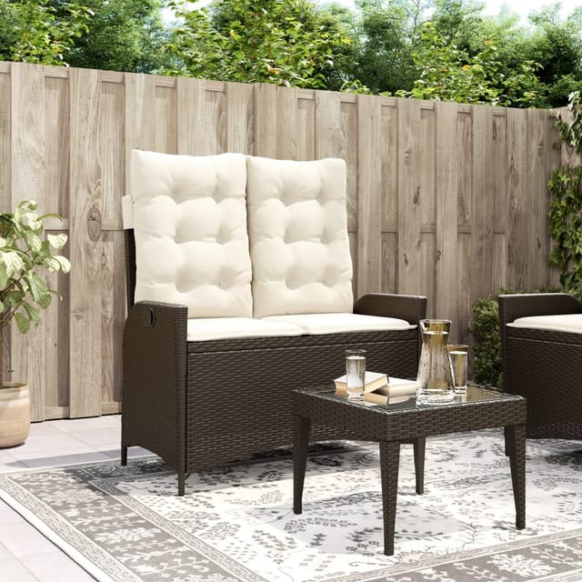 Vidaxl - Gartenbank Verstellbar Mit Kissen Braun Poly Rattan