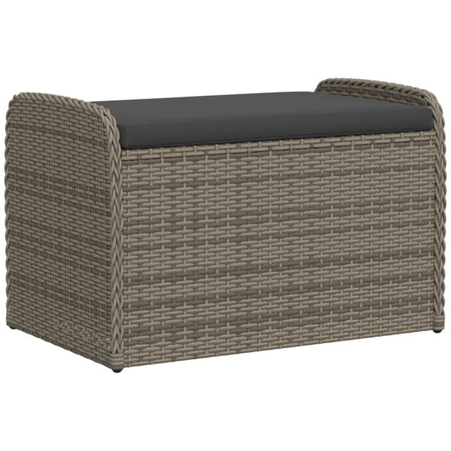 vidaXL Sitzbank mit Stauraum & Kissen Grau 80x51x52 cm Poly Rattan