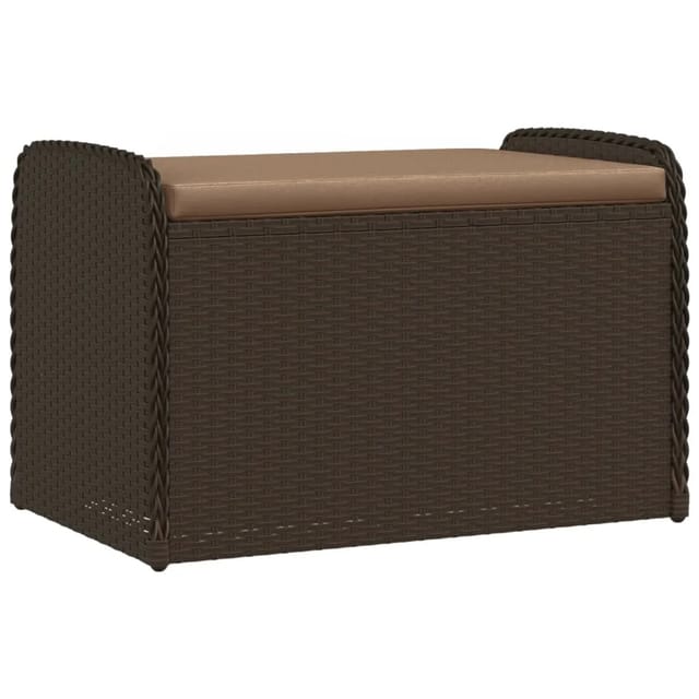 vidaXL Sitzbank mit Stauraum & Kissen Braun 80x51x52 cm Poly Rattan