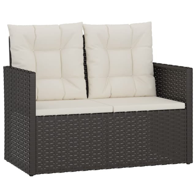 vidaXL Gartenbank 105 cm mit Kissen Schwarz Poly Rattan