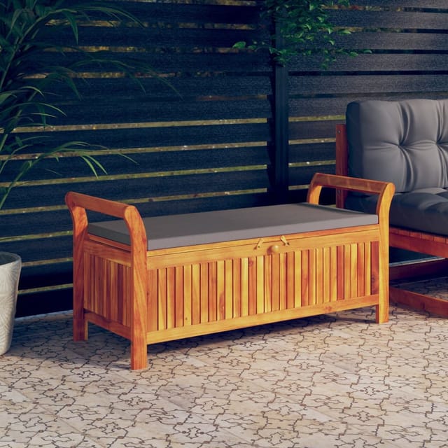 Vidaxl - Garten-truhenbank Mit Kissen 126 Cm Massivholz Akazie