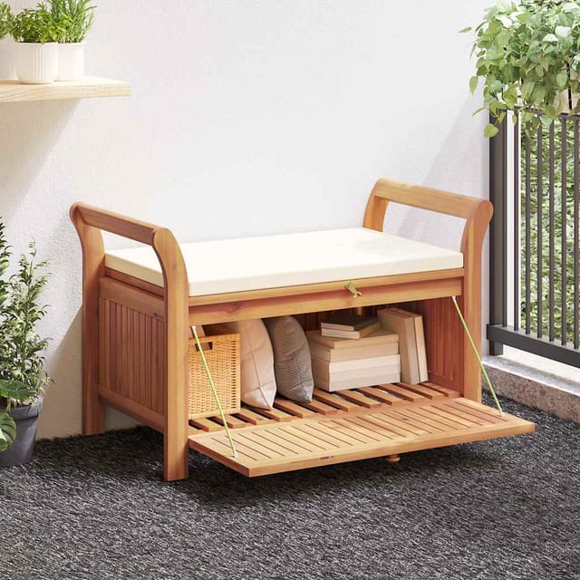 Vidaxl - Garten-truhenbank Mit Kissen 91 Cm Massivholz Akazie