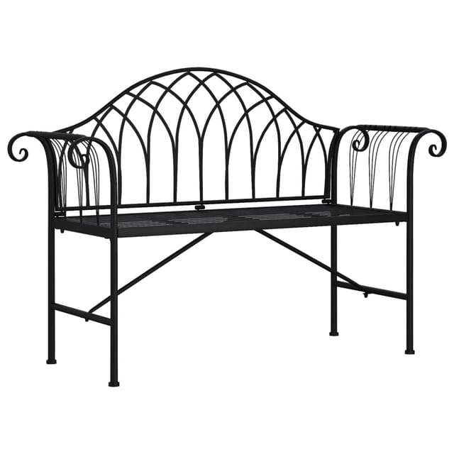 vidaXL 2-Sitzer-Gartenbank 128 cm Schwarz Stahl