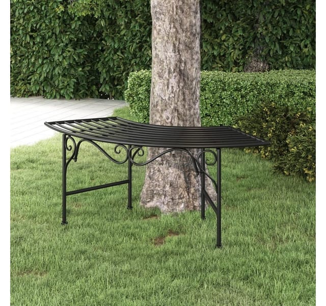 vidaXL Baumbank 113 cm Schwarz Stahl
