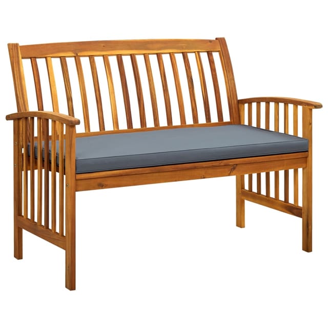 vidaXL Gartenbank mit Kissen 119 cm Massivholz Akazie Dunkelgrau
