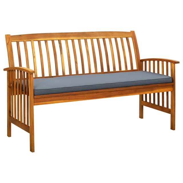 vidaXL Gartenbank mit Kissen 147 cm Massivholz Akazie Dunkelgrau