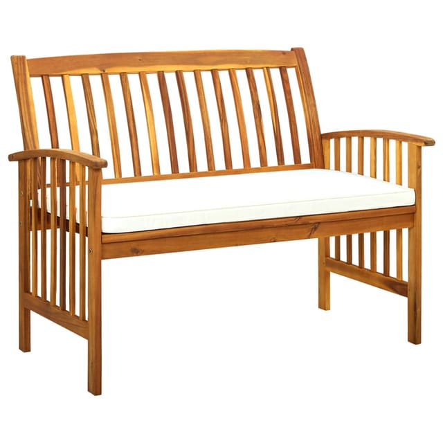 vidaXL Gartenbank mit Kissen Cremeweiß 119 cm Massivholz Akazie