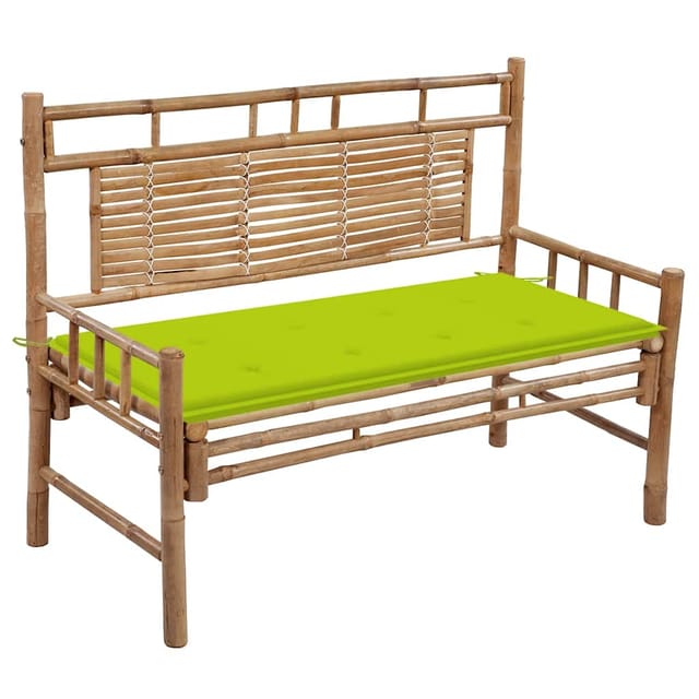 vidaXL Gartenbank mit Auflage 120 cm Bambus HellGrün