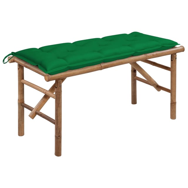 vidaXL Klappbare Gartenbank mit Auflage 118 cm Bambus Grün 118 x 38 x 45 cm
