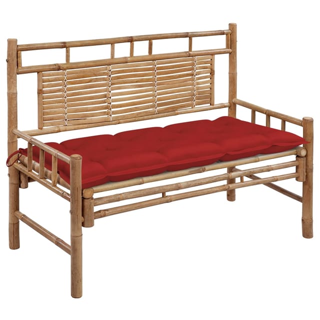 vidaXL Gartenbank mit Auflage Bambus Rot 120 cm