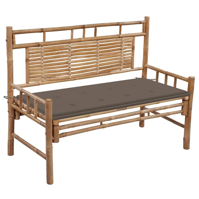 vidaXL Gartenbank mit Auflage 120 cm Bambus Taupe
