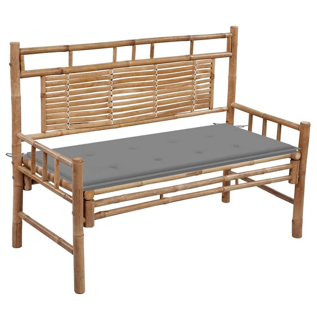 vidaXL Gartenbank mit Auflage 120 cm Bambus Grau