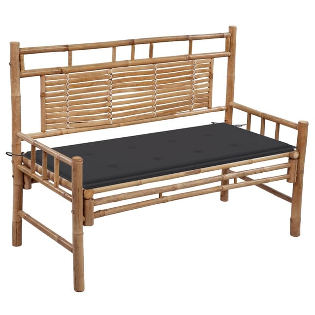 vidaXL Gartenbank mit Auflage 120 cm Bambus Anthrazit