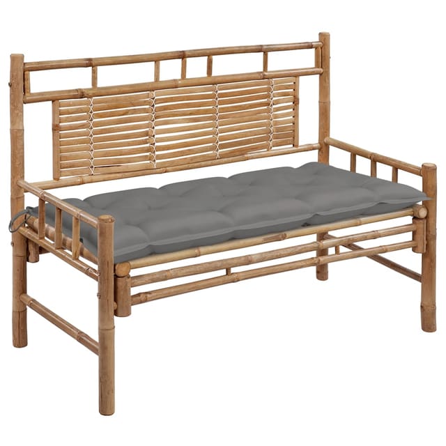 vidaXL Gartenbank mit Auflage Bambus Grau 120 cm