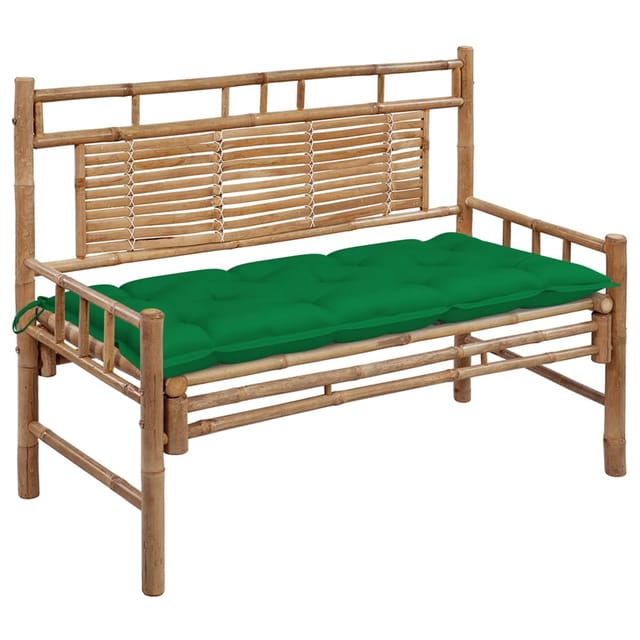 vidaXL Gartenbank mit Auflage Bambus Grün 120 cm