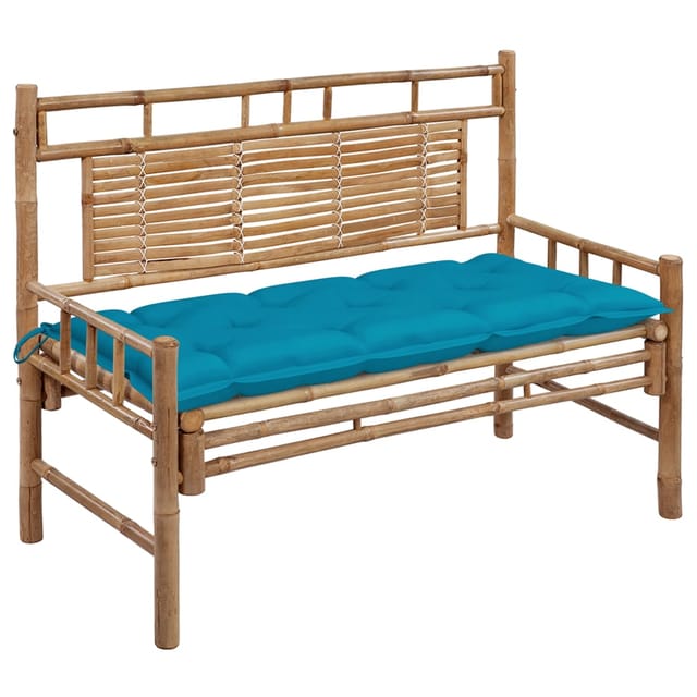 vidaXL Gartenbank mit Auflage 120 cm Bambus Hellblau