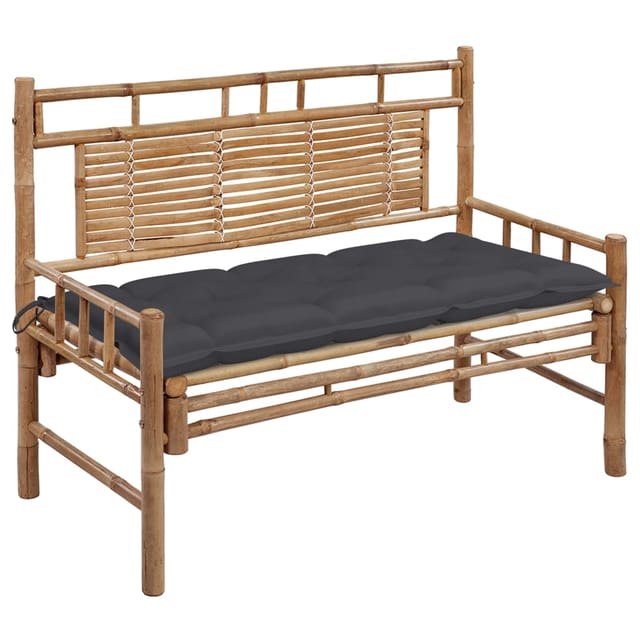 vidaXL Gartenbank mit Auflage Bambus Anthrazit 120 cm