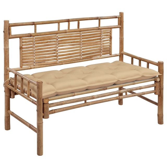 vidaXL Gartenbank mit Auflage Bambus Beige 120 cm