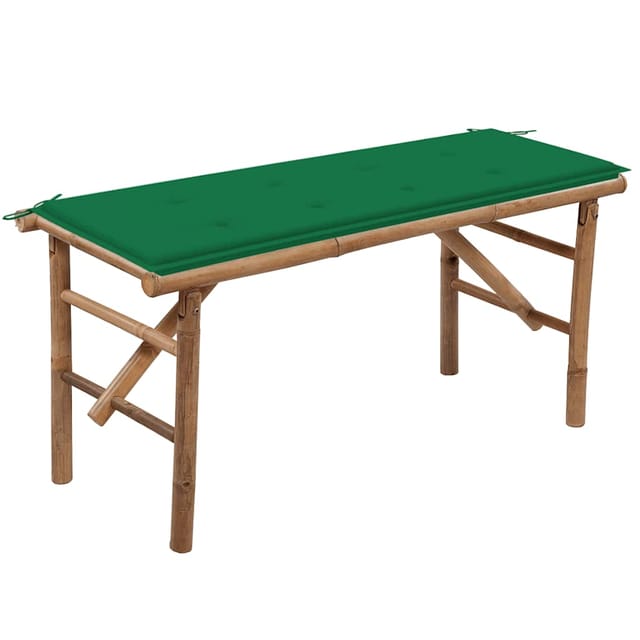 vidaXL Klappbare Gartenbank mit Auflage 118 cm Bambus Grün