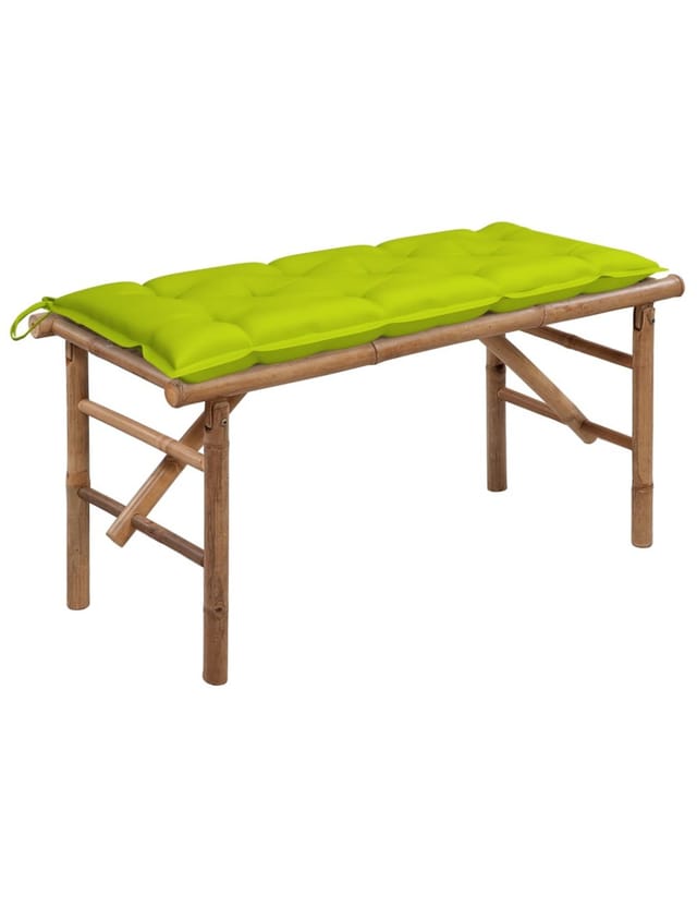 vidaXL Klappbare Gartenbank mit Auflage 118 cm Bambus HellGrün 118 x 38 x 45 cm