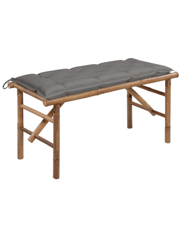 vidaXL Klappbare Gartenbank mit Auflage 118 cm Bambus Grau 118 x 38 x 45 cm
