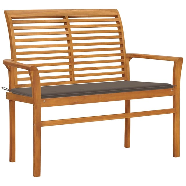 vidaXL Gartenbank 112 cm mit Taupe Auflage Massivholz Teak